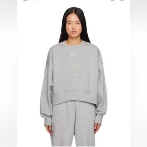 NIKE SPORTSWEAR WOMEN'S PHOENIX FLEECE OVER-OVERSIZED CREWNECK GREY SIZE L